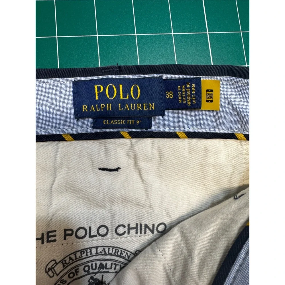Polo Ralph Lauren Mens Classic Fit 9 Inch Chino Shorts Navy Blue Size 38 Cotton